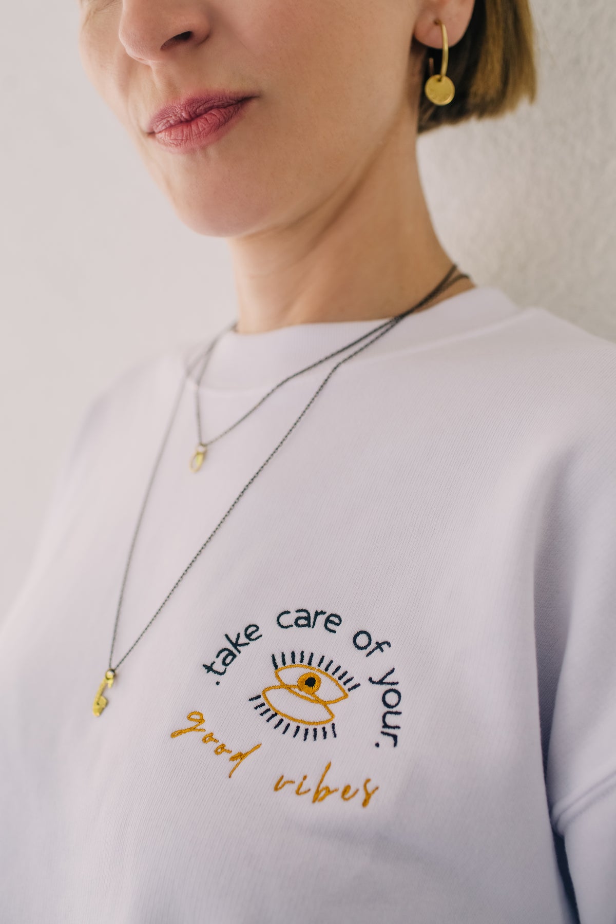 Cropped Sweater TAKE CARE OF YOUR GOOD VIBES